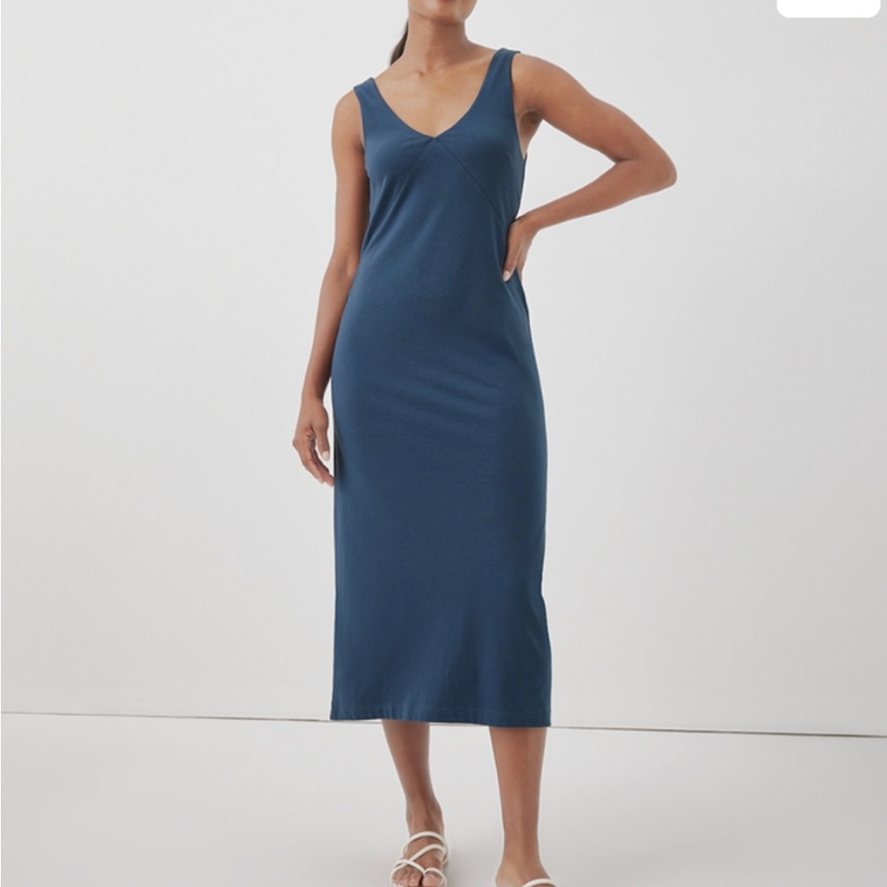Pact Luxe Jersey Midi Slip Dress - Size Medium - French Navy